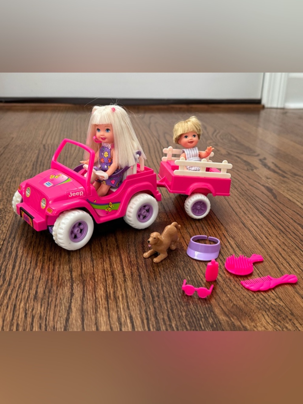 Kelly Power Wheels Jeep Playset & Cowgirl Pony Playset w/ Dolls and Carry Case